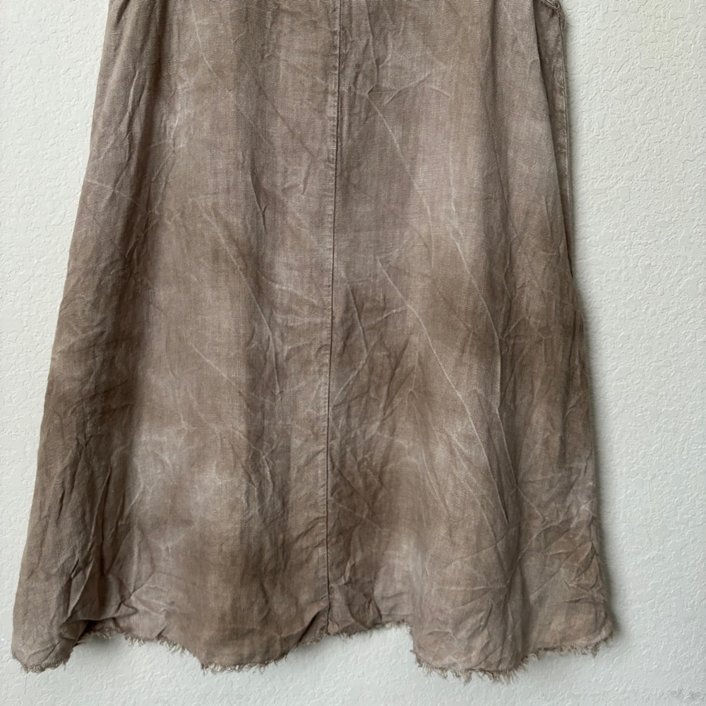 Zara Linen Crinkled Sleeveless Relaxed Mini Dress Boho Neutral Beachy Lagenlook - Picture 6 of 12